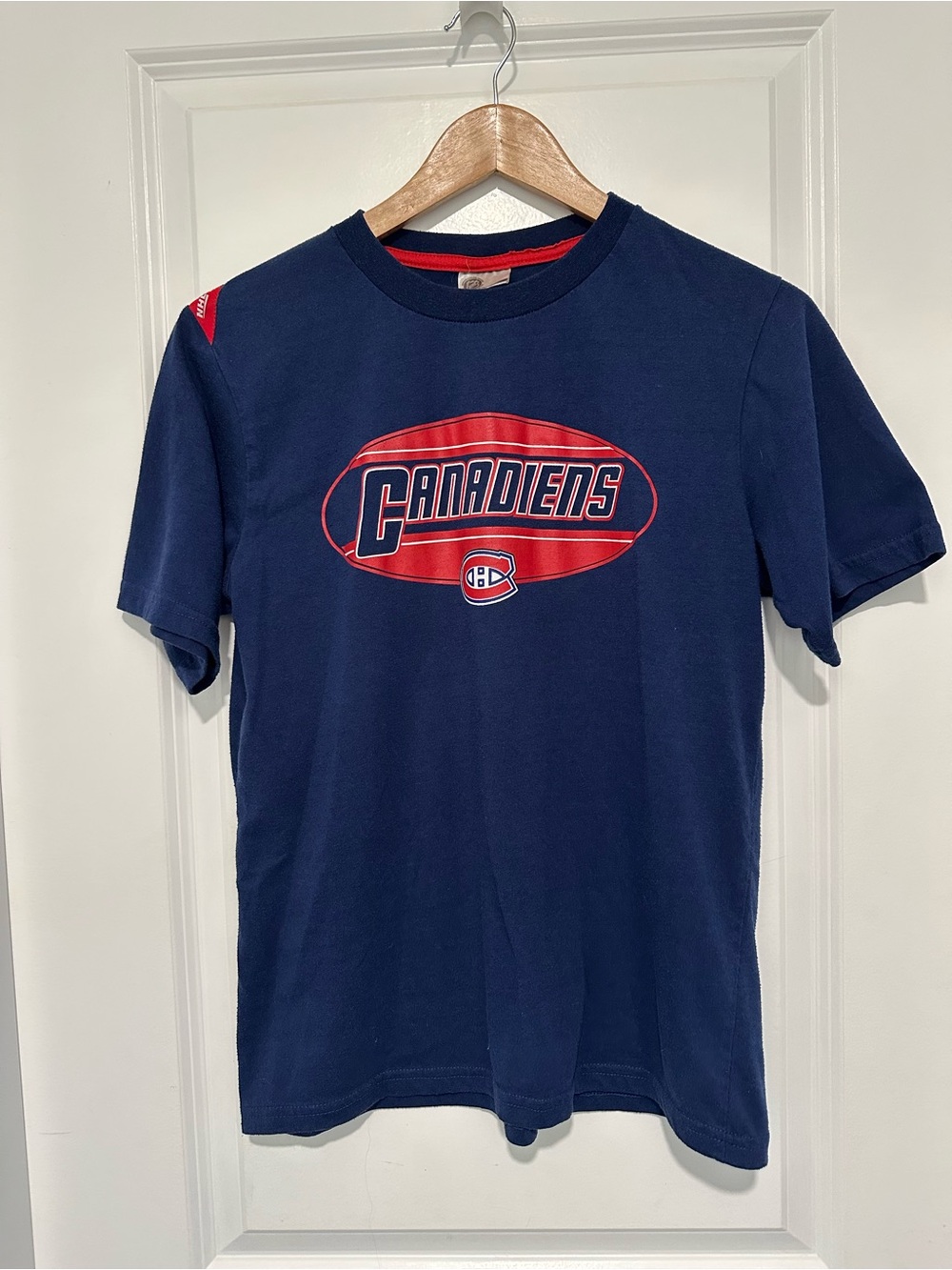 NHL Montreal Canadiens Hockey Youth XL Navy Tee with Red Logo